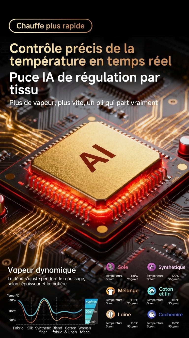 La puce IA de régulation thermique et les températures par matière